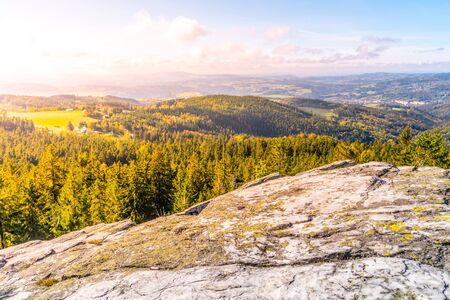 Lookout point on White Rock, Czech: Bila Skala, near Prichovice in Jizera Mountains, Czech Republic.の写真素材