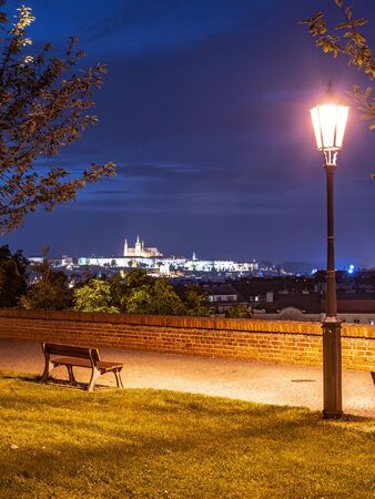 Prague evening. View of Prague Castle from Vysehrad fortification, Prague, Czech Republic.の写真素材