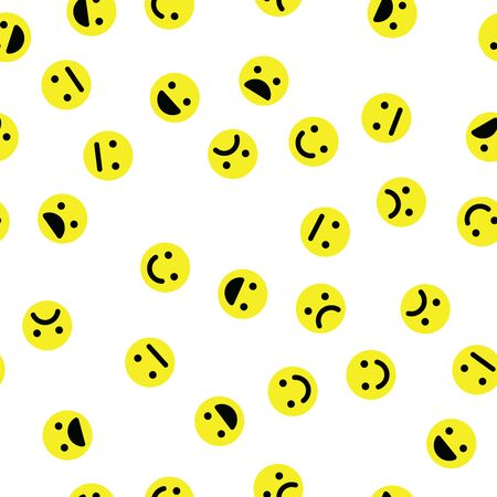 Emoji seamless pattern background. Simple yellow emoticons. Vector illustration.のイラスト素材