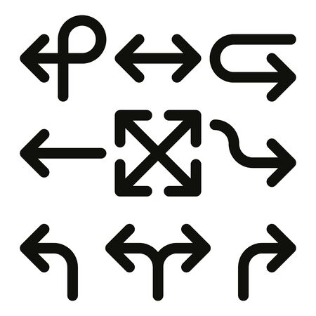 Set of arrows. Simple thick black line arrow design. Flat vector icons.の写真素材