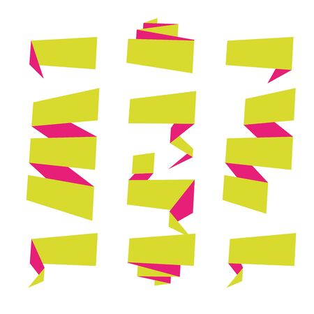 Folded ribbon banner set. Collection of label templates. Vector illustration.のイラスト素材