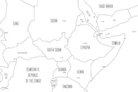 Map of Eastern Africa. Handdrawn doodle style. Vector illustration.のイラスト素材