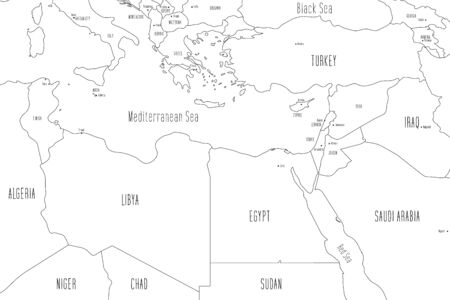 Map of North-eastern Africa. Handdrawn doodle style. Vector illustration.のイラスト素材