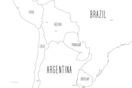 Map of Central part of South America. Handdrawn doodle style. Vector illustration.のイラスト素材