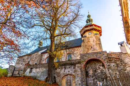 St George Church in Horni Slavkov. Sunny autumn day. Czech Republic.の写真素材