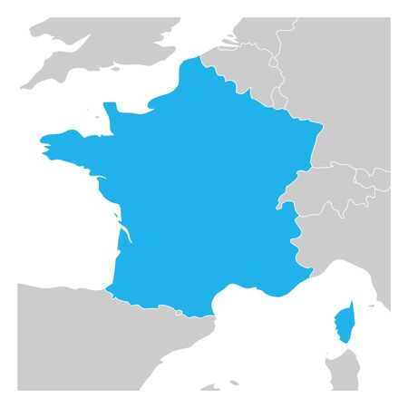 Map of France green highlighted with neighbor countries.のイラスト素材