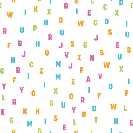 Seamless pattern of colorful letters. Random order signs. Vector background.のイラスト素材