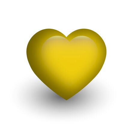 Gold heart with glossy effect. A symbol of love and St Valentines Day. 3D vector illustration.のイラスト素材