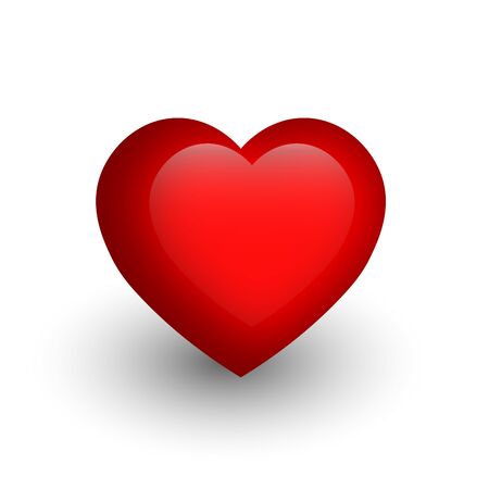 Red heart with glossy effect. A symbol of love and St Valentines Day. 3D vector illustration.のイラスト素材