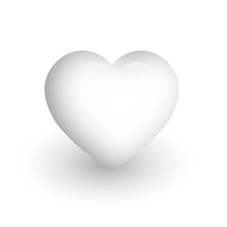 Clear white heart with glossy effect. A symbol of love and St Valentines Day. 3D vector illustration.のイラスト素材