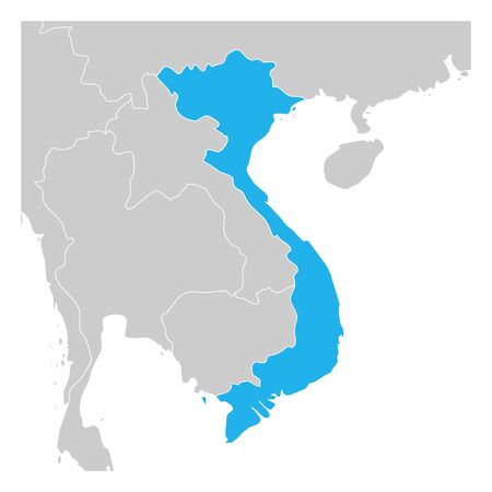 Map of Vietnam green highlighted with neighbor countries.のイラスト素材