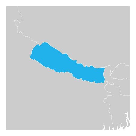 Map of Nepal green highlighted with neighbor countries.のイラスト素材