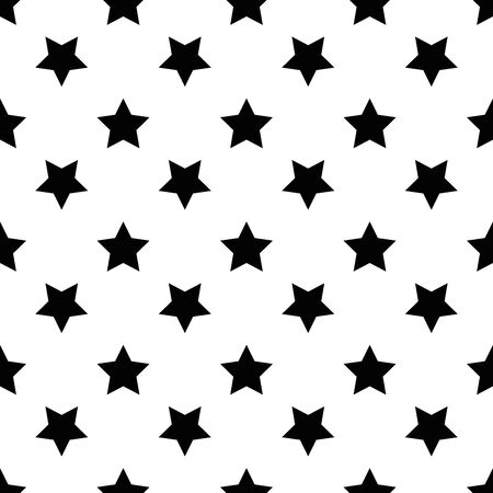 Seamless pattern of black five-pointed stars on white background. Vector illustration.のイラスト素材