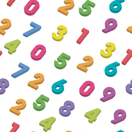 Mosaic of colorful 3D digits. Background of numbers. Vector seamless pattern.のイラスト素材
