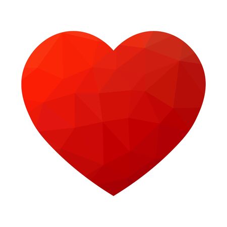Red low poly heart. Symbol of love and St Valentines Day. Vector illustration.のイラスト素材
