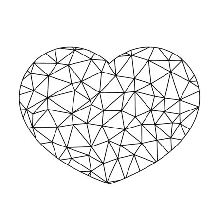 Low poly net heart. Symbol of love and St Valentines Day. Vector illustration.のイラスト素材