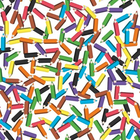 Colorful seamless background of pencils. Sharpened crayons. Vector illustration.のイラスト素材