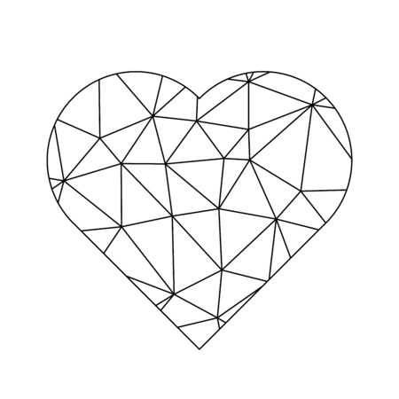 Low poly net heart. Symbol of love and St Valentines Day. Vector illustration.のイラスト素材