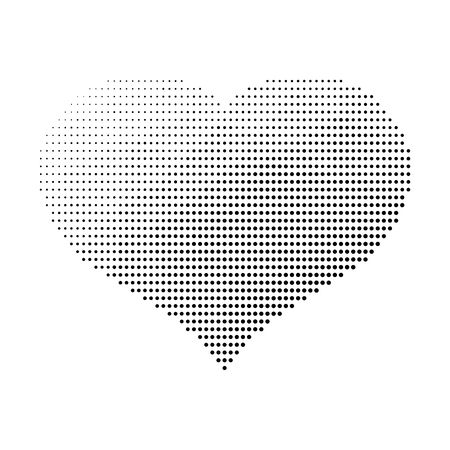 Black dotted heart. Valentine Day theme. Simple halftone gradient vector design.のイラスト素材