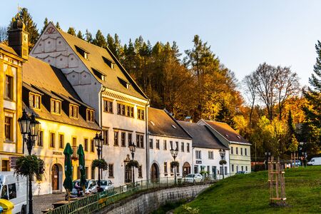 HORNI SLAVKOV, CZECH REPUBLIC - OCTOBER 26, 2020: Historical buildings of Museum and Pluh House in Horni Slavkov, Czech Republic.のeditorial素材