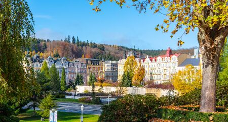 MARIANSKE LAZNE, CZECH REPUBLIC - OCTOBER 28, 2019: City park in spa Marienske Lazne, German: Marienbad, Czech Republic.のeditorial素材
