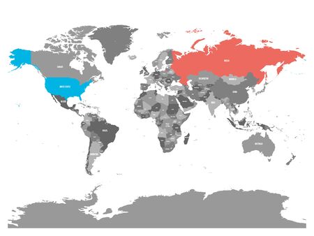 United States And Russia Highlighted On Political Map Of World Vector Pytyczech200200170