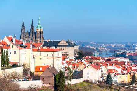 Prague Castle, Czech: Prazsky hrad, with St Vitus Cathedral, Hradcany, Prague Czech Republicの写真素材