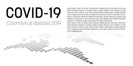 Coronavirus Disease 2019. COVID19 banner with world map background. Alert or report concept. Flat vector illustration.のイラスト素材