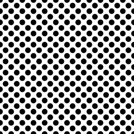 Seamless polka dot pattern in triangular arrangement. Black dots on white background. Vector illustration.のイラスト素材