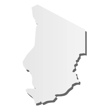 Chad - grey 3d-like silhouette map of country area with dropped shadow. Simple flat vector illustration.のイラスト素材