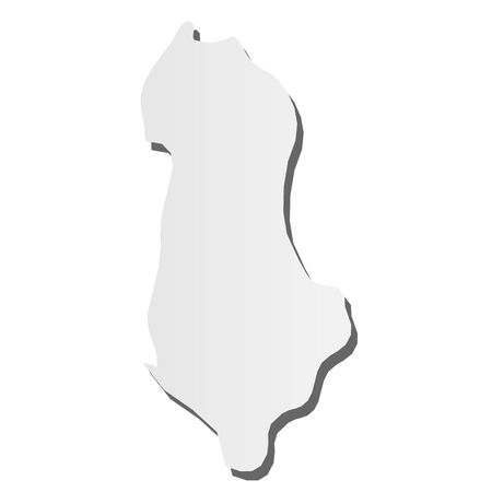 Albania - grey 3d-like silhouette map of country area with dropped shadow. Simple flat vector illustration.のイラスト素材