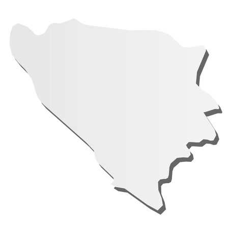 Bosnia and Herzegovina - grey 3d-like silhouette map of country area with dropped shadow. Simple flat vector illustration.のイラスト素材