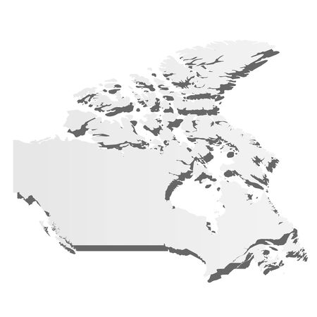 Canada - grey 3d-like silhouette map of country area with dropped shadow. Simple flat vector illustration.のイラスト素材