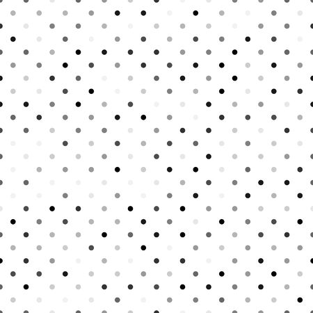 Seamless polka dot pattern. Grey dots in random sizes on white background. Vector illustration.のイラスト素材