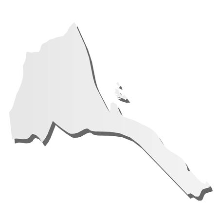 Eritrea - grey 3d-like silhouette map of country area with dropped shadow. Simple flat vector illustration.のイラスト素材