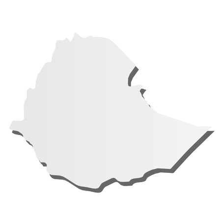 Ethiopia - grey 3d-like silhouette map of country area with dropped shadow. Simple flat vector illustration.のイラスト素材