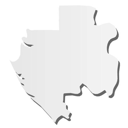 Gabon - grey 3d-like silhouette map of country area with dropped shadow. Simple flat vector illustration.のイラスト素材