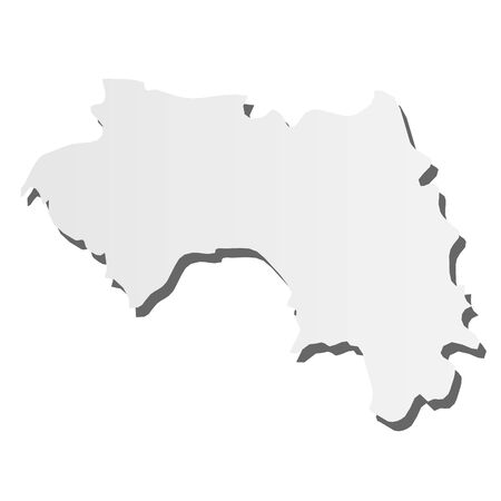 Guinea - grey 3d-like silhouette map of country area with dropped shadow. Simple flat vector illustration.のイラスト素材