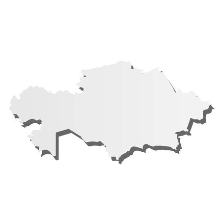 Kazakhstan - grey 3d-like silhouette map of country area with dropped shadow. Simple flat vector illustration.のイラスト素材
