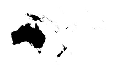 Australia and Oceania black silhouette. Contour map of continent. Simple flat vector illustration.のイラスト素材