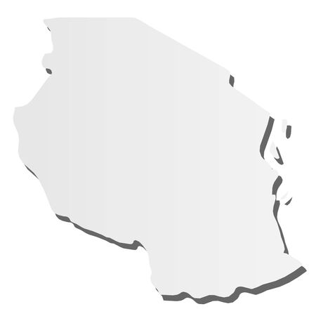 Tanzania - grey 3d-like silhouette map of country area with dropped shadow. Simple flat vector illustration.のイラスト素材