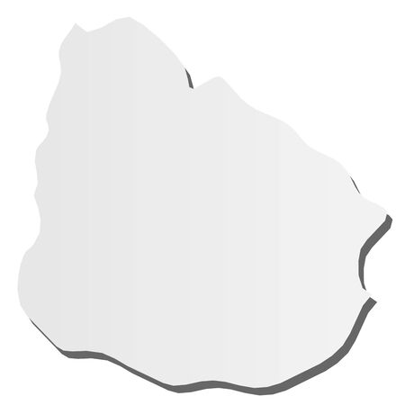 Uruguay - grey 3d-like silhouette map of country area with dropped shadow. Simple flat vector illustration.のイラスト素材