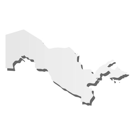 Uzbekistan - grey 3d-like silhouette map of country area with dropped shadow. Simple flat vector illustration.のイラスト素材