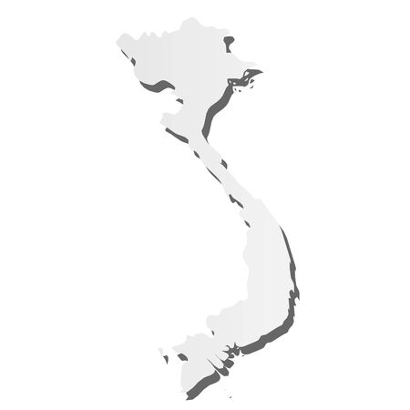 Vietnam - grey 3d-like silhouette map of country area with dropped shadow. Simple flat vector illustration.のイラスト素材