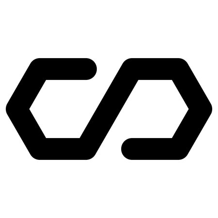 Black infinity symbol icon - hexagonal shape. Simple flat vector design element.