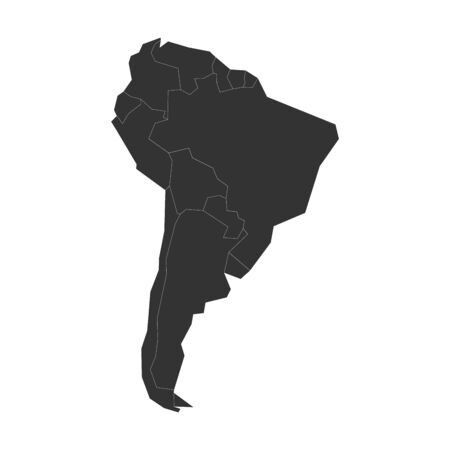 Blank grey political map of South America. Vector illustration.のイラスト素材