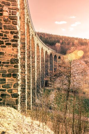 Novina Viaduct - old stone railway bridge near Krystofovo Udoli, Czech Republic.の写真素材