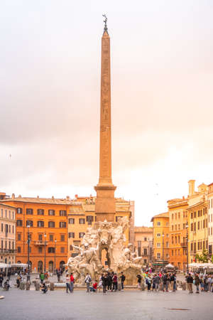 ROME, ITALY - MAY 05, 2019: Four Rivers Fountain, Italian: Fontana dei Quattro Fiumi, Piazza Navona square, Rome - Italy.のeditorial素材