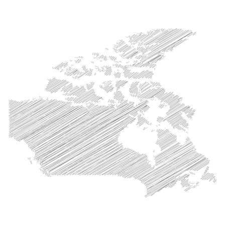 Canada - pencil scribble sketch silhouette map of country area with dropped shadow. Simple flat vector illustration.のイラスト素材