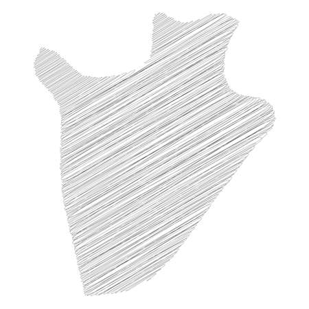 Burundi - pencil scribble sketch silhouette map of country area with dropped shadow. Simple flat vector illustration.のイラスト素材